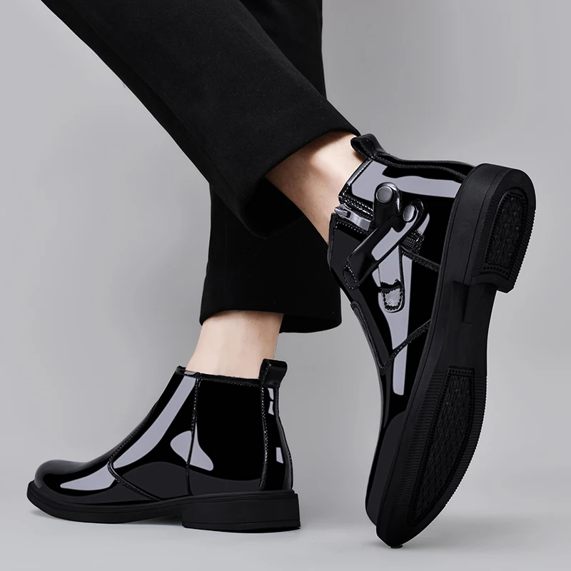 Men Winter Leather Boots Fashion Bootie Male High-tops Shoes Comfortable Men Soft Boots Business Formal Shoes