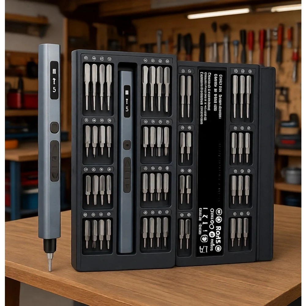 

64 Bit Mini Electric Screwdriver Kit with LED Light Magnetic Storage for Electronics Phone Camera Laptop Watch Repair