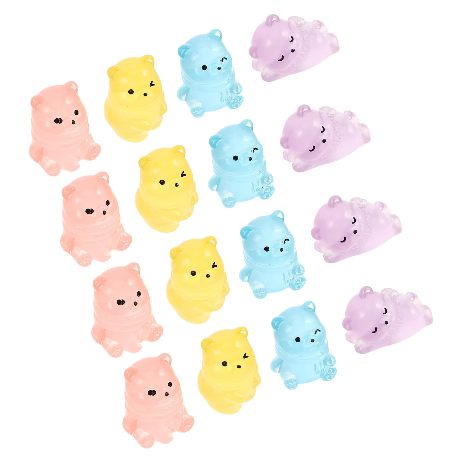 

40pcs Night Glow Bear Figurines Mini Resin Animals For Fairy Garden, Dollhouse, Car Decor, Office Desk, Plant Pot, Diy Craft,