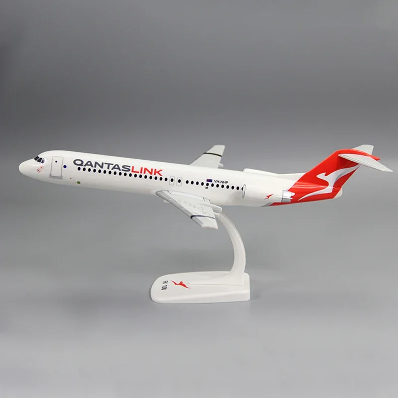 QANTAS Airlines Aircraft Model,1:100 Fokker FK100 QANTAS Air ABS Plastic Airplane Model Toy Model Toy for Collection