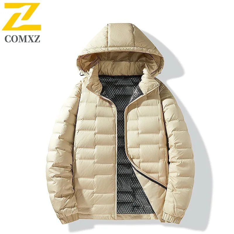 

COMXZ 90 White Duck Down Jacket Men Winter 2025 Classic Thick Warm Down Jacket Brand Luxury Detachable Liner Puffer Coat Parka