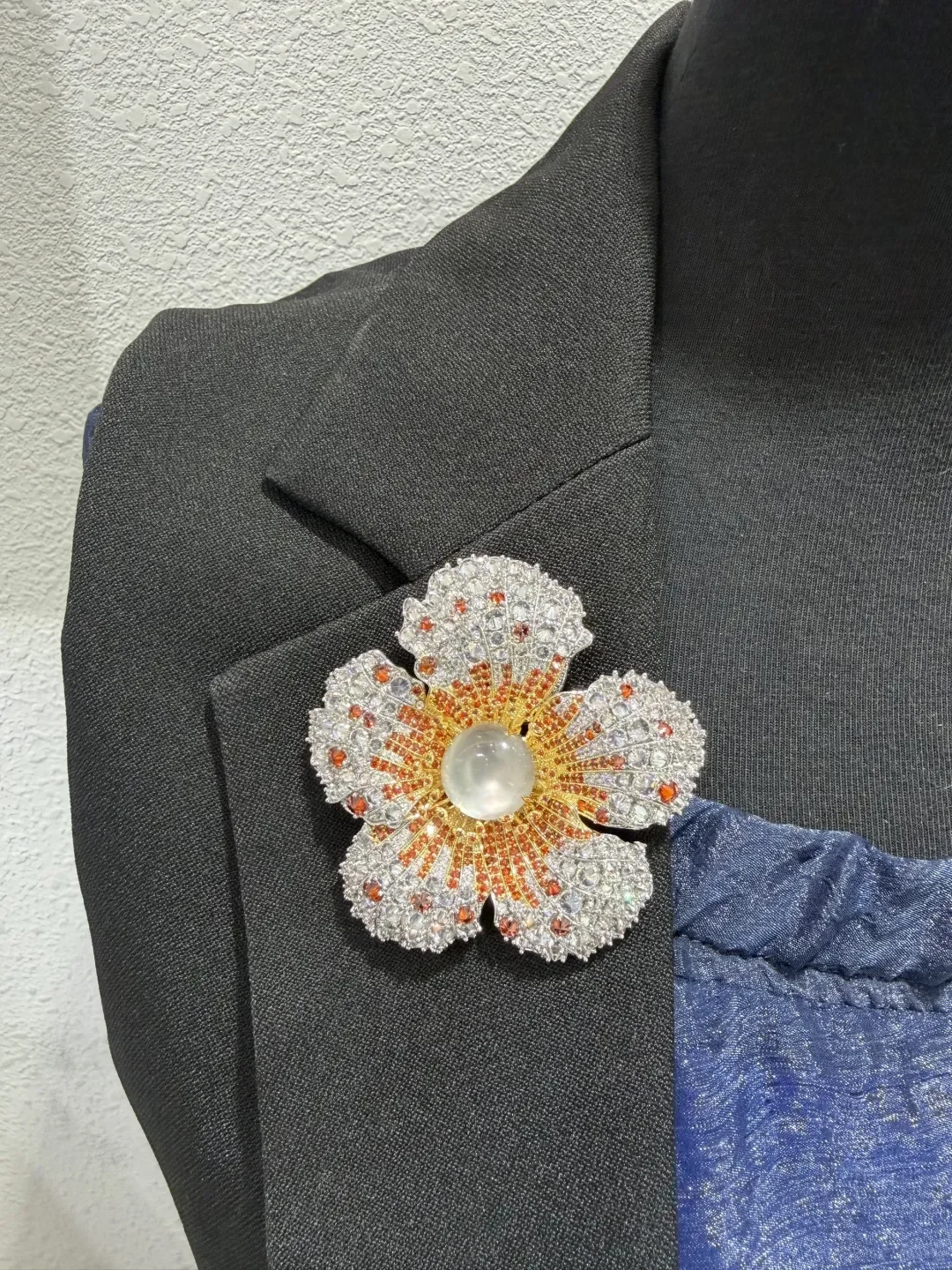 65MM the same style as china actress flower brooch copper with cubic zircon fashion women jewelry