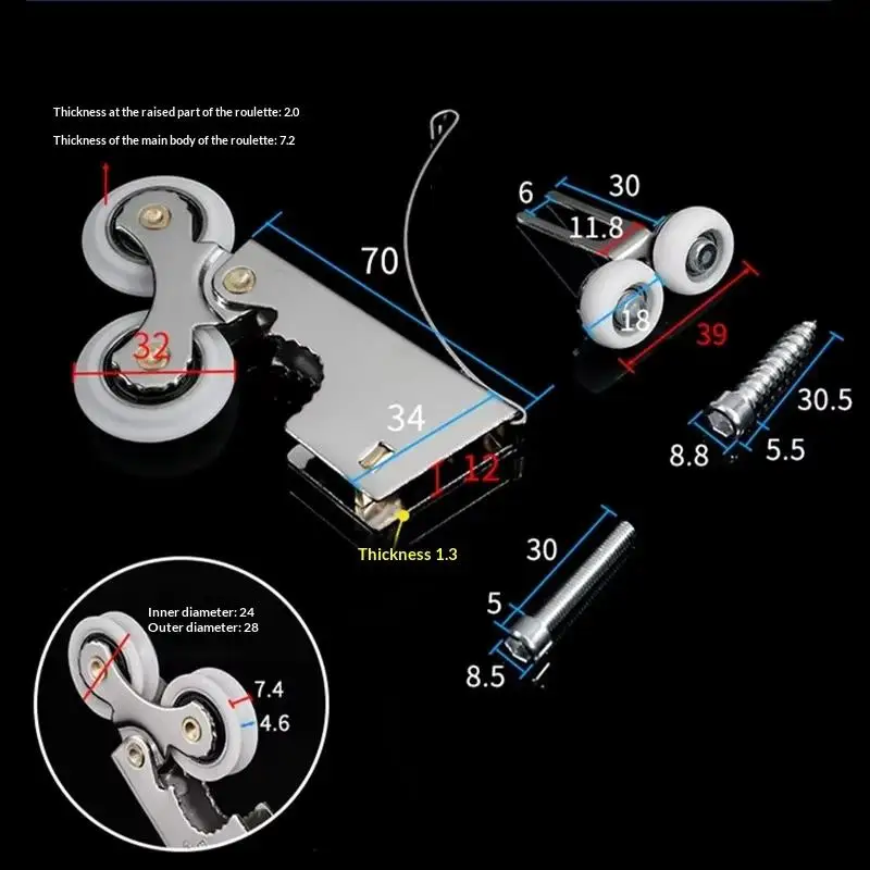 Schiebetürrolle für Kleiderschränke, robust, verschleißfest, für reibungsloses Gleiten, Hardware für die Reparatur von Schränken, DIY-Heimwerkerbedarf. – Detail 9