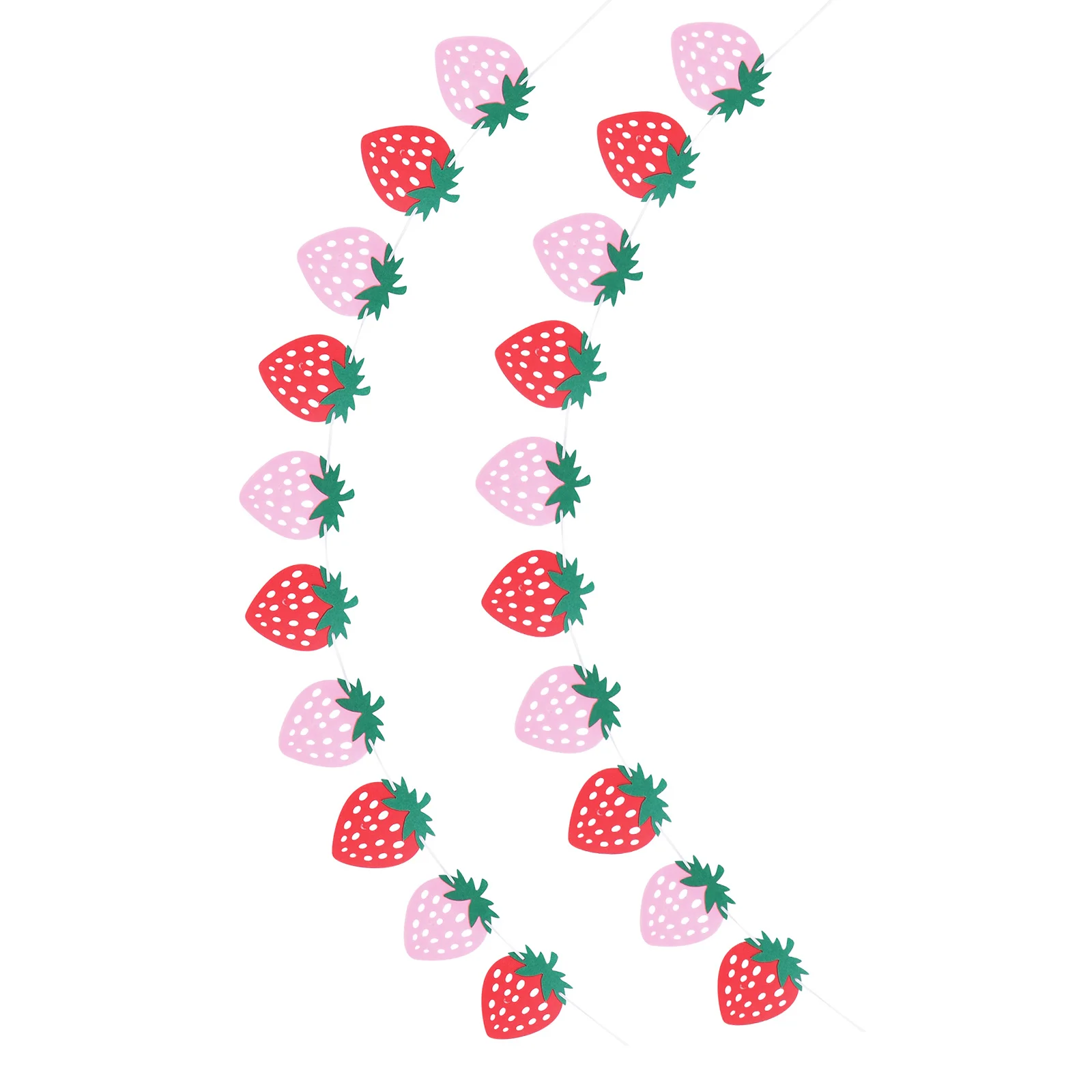 

2 set Strawberry Bunting 2 Sets Felt Banner Decorations For Indoor Outdoor Parties Happy Birthday Hanging Garland Decoration