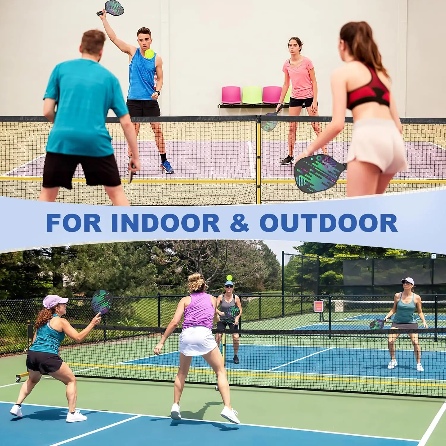 مجموعة شبكة كرة البيسبول المحمولة بطول 22 قدمًا مع عجلات و4 مجاذيف و6 كرات للعب في الأماكن المغلقة والخارجية