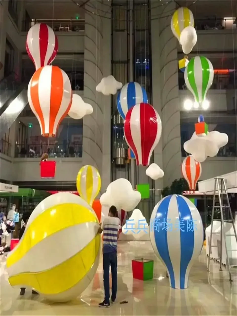 Spring and Summer Decoration Mall 4S Store Center Pendant Hot Air Balloon Props Open Door Landing Point Accessories