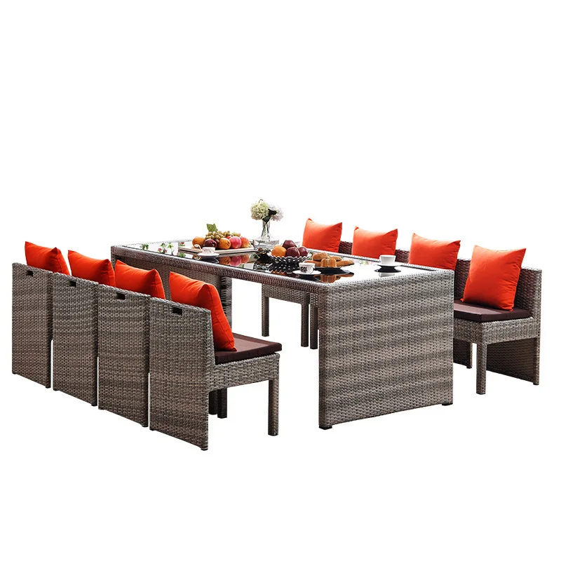 

Outdoor table and chair courtyard leisure open-air garden outdoor Nordic balcony rattan chair storage combination