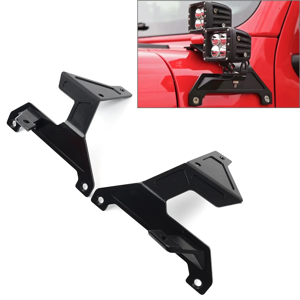 A-Pillar Light Dual Mounting Bracket Windshield Base For Jeep Gladiator JT 2020-2024 Steel Black