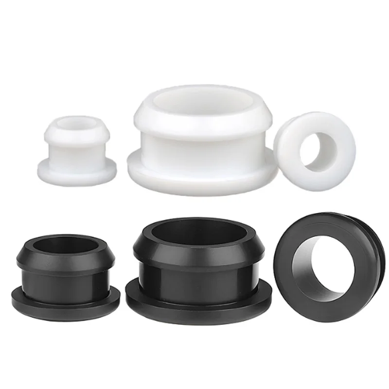 4.5mm-60.6mm Black White Silicone Rubber Grommet Snap-on Hole Plug Wire Cable Protector Bushing Rubber Wiring Gaskets