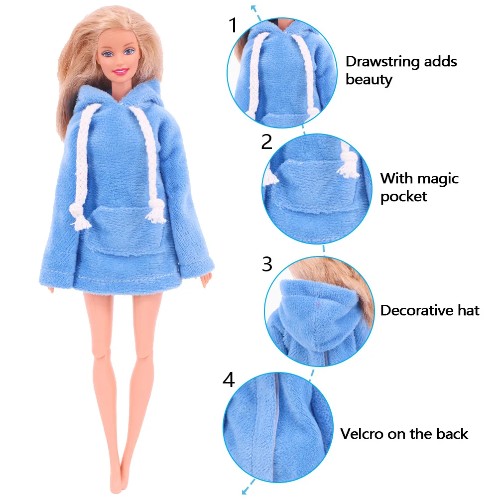 Padrão bonito curto da cor dos doces da camisola do luxuoso para o elfo grande de 30cm & 11.8 polegadas barbies boneca roupas acessórios feitos à