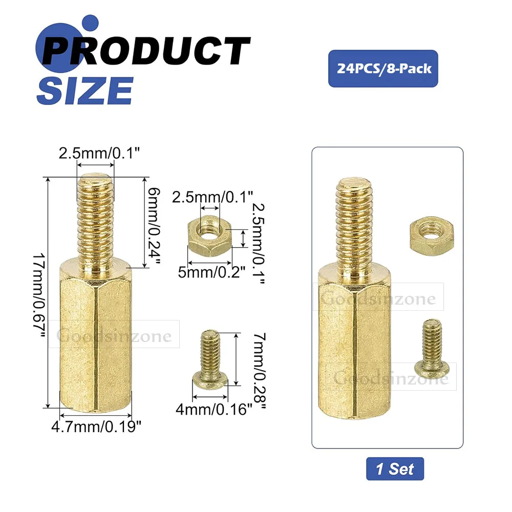 Raspberry Pi Standoff Kit – 24-Piece M2.5 Brass Spacer & Screw Set for Pi 3B+/3B/2B/A+/HAT Mounting