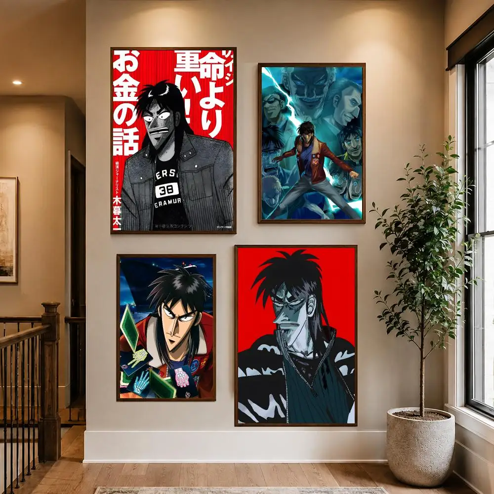 Gambling Anime K-Kaiji Poster HD Waterproof PP Self-Adhesive Removable Wall Art Poster for Bedroom Cafe Gym Home Decor Gift