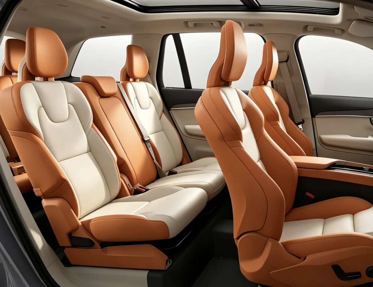 Für Volvo XC90 2025 5-Sitzer Maßgefertigte Autositzbezüge Luxuriöses Nappa-Leder 100% Passgenau Innenraum-Zubehör 360 ° Vollständige Abdeckung – Detail 3