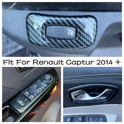 Carbon Fiber Interior Parts Fit For Renault Captur 2014 - 2018 Inner Door Armrest Window Lift Button / Steering Wheel Cover Trim