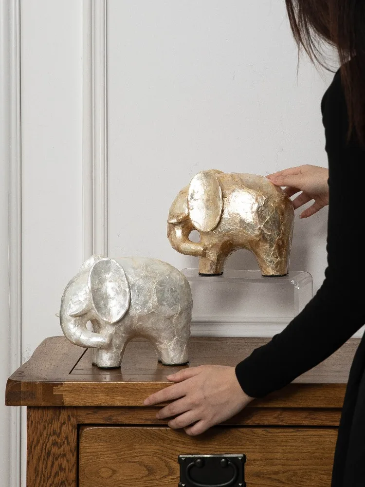 Creative Shell Art Elephant Ornaments,Ceramic Sculptures,Living Room Entrances,TV Cabinets,Office Statuette Decorations,Gifts