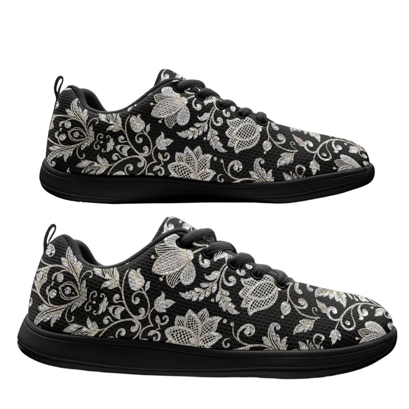 PENSTROLL Diamond Floral Walking Shoes Mesh & EVA Wide Toe Box Shoes Breathable Athletic Shoe for Elderly