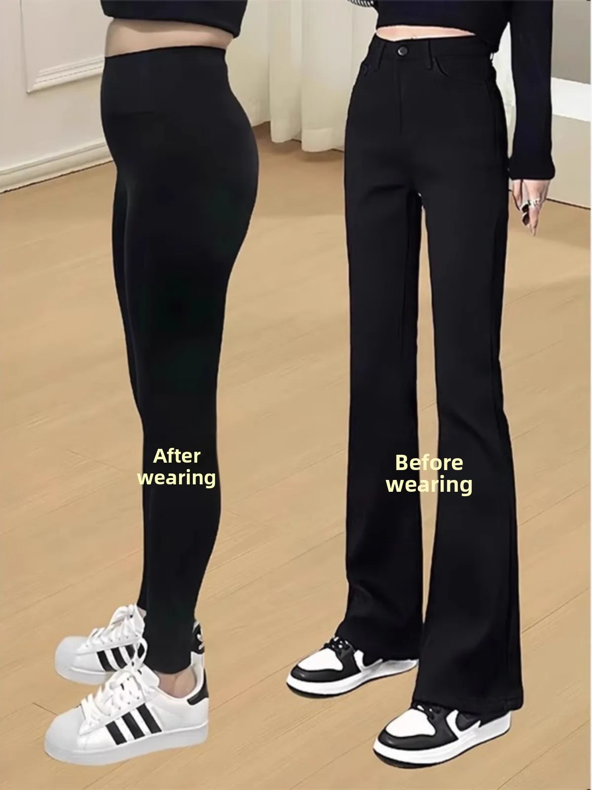 

High Waist Flared Jeans Women's Spring New Style Elastic Black Jeans Pear Shape plus Size Big MM Slimming Effect Long Pants