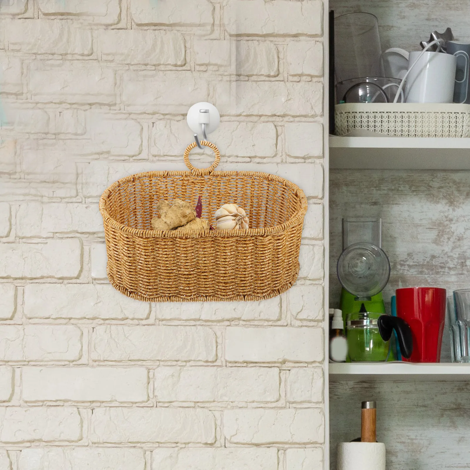 

Wall Hanging Basket Large Capacity Kitchen Storage Vegetable Ginger Holder Easy Clean Plastic Baskets Home Decor