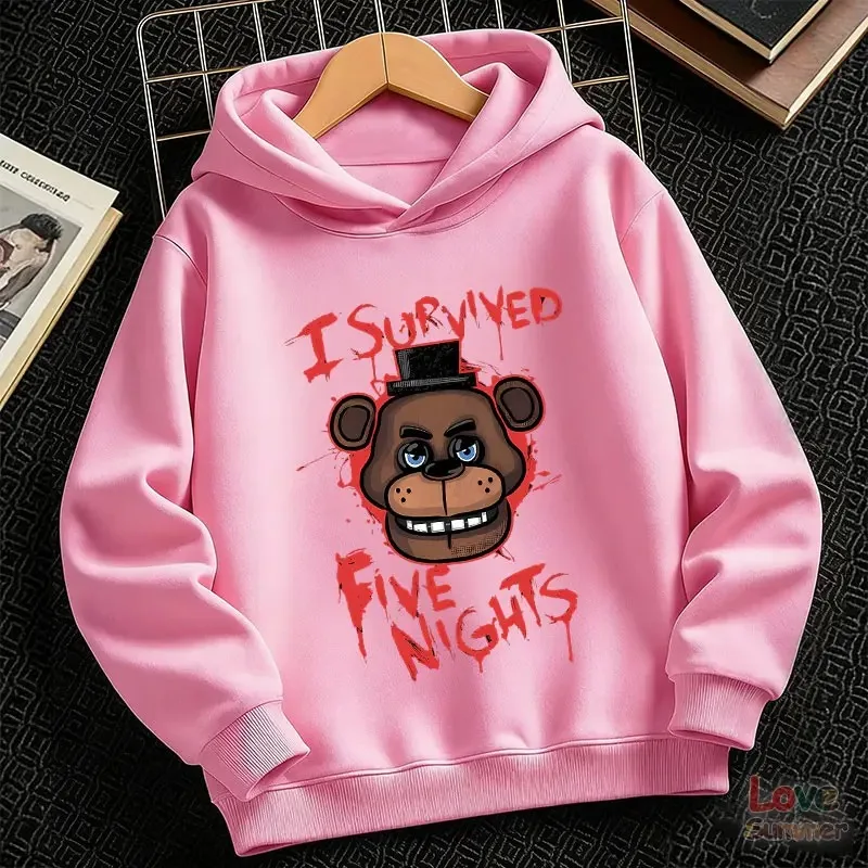 FNAF Freddy Bear Grafik-Kapuzenpullover – Gruseliges Blutstropfen-Design mit Zylinderhut, perfektes Geschenk für Gamer und Halloween