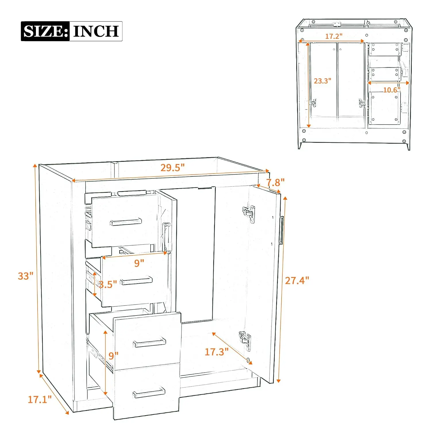 30 Inch Bathroom Vanity Cabinet with 3 Drawers & Soft Close Doors, Solid Wood Storage for Modern Bathrooms, Customized
