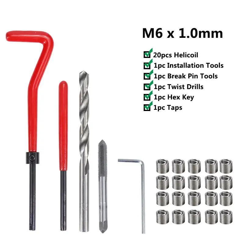 XCAN Thread Repair Kit M3 M4 M5 M6 M8 M10 M12 M14  Screw Thread Inserts For Restoring Damaged Threads Repair Tools Drill Bit - Image 28