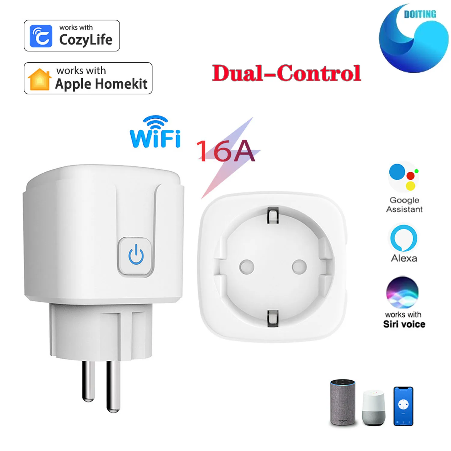 Smart Plug WiFi Socket EU 16A Count Down Timing Function Switch CozyLife APP Voice Control Works With Alexa Google Assistant