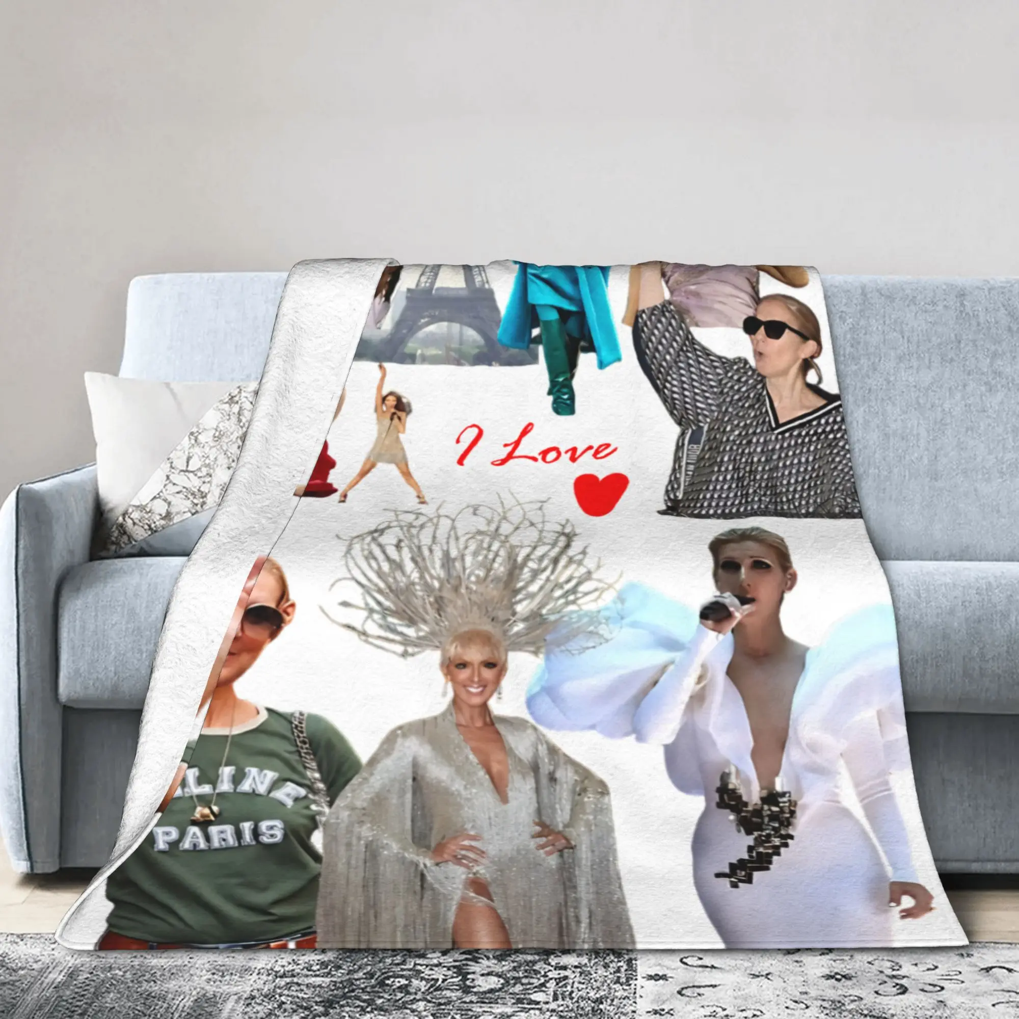 Celines Dion 2026 Paris Tour Blankets Music Fuzzy Throw Blankets Bedroom Sofa Personalised Ultra-Soft Warm Bedspread