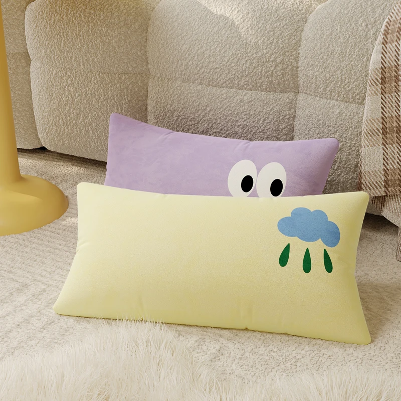 Creamy Style Detachable And Washable Sofa Pillow Covers for Bedroom And Living Room Rectangular Long Pillowcases with Core