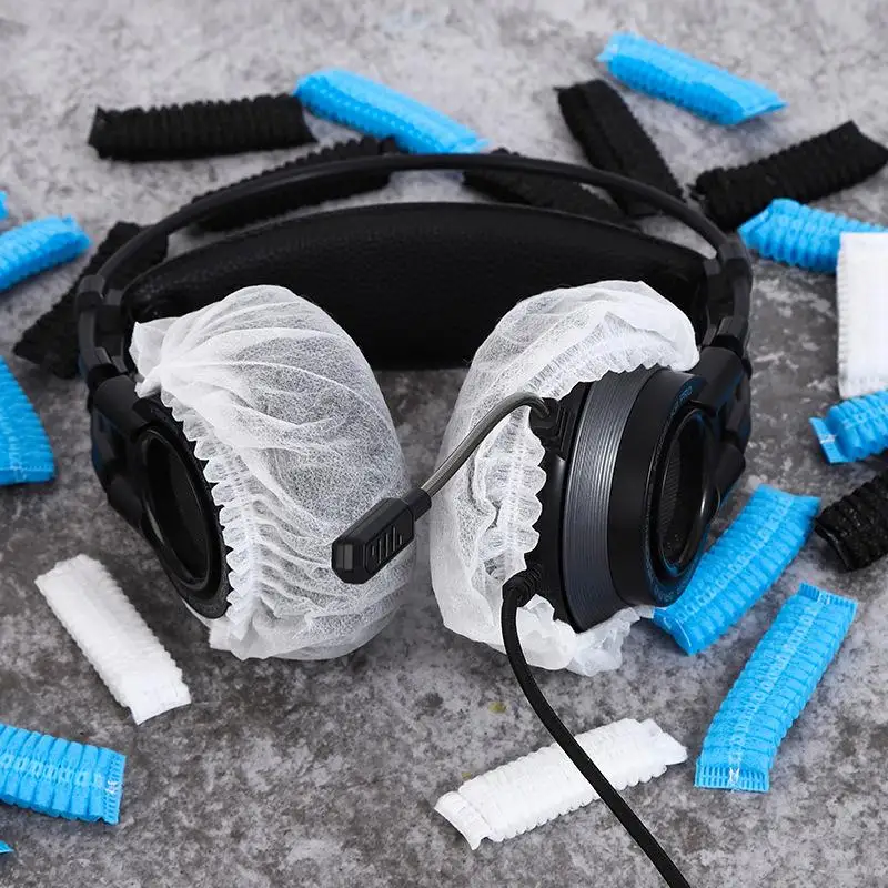 100Pcs Sweat Proof Disposable Headphone Covers Non Woven Ear Pad Protectors for School Library Shared Headsets