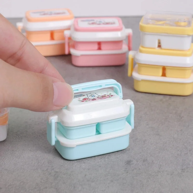 Mini Bento Box Lunch Container, Simulation Food Toy, Dollhouse Accessories 1/6 Scale BJD, Props Cute Kitchen Playset Gift, Kids
