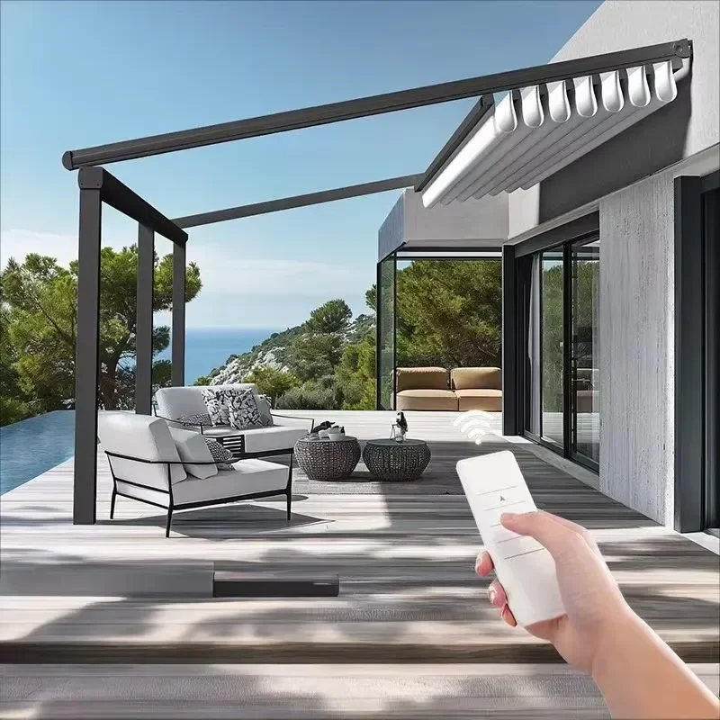 Outdoor Retractable Folding Vertical Wind Screen Side Awning PVC Fabric Privacy Divider for Balcony Garden