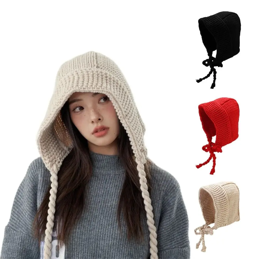 

Trendy Thickened Woolen Cap Hood Earmuff Soft Winter Cap Warm Large Head Circumference Beanie Hat Autumn Winter