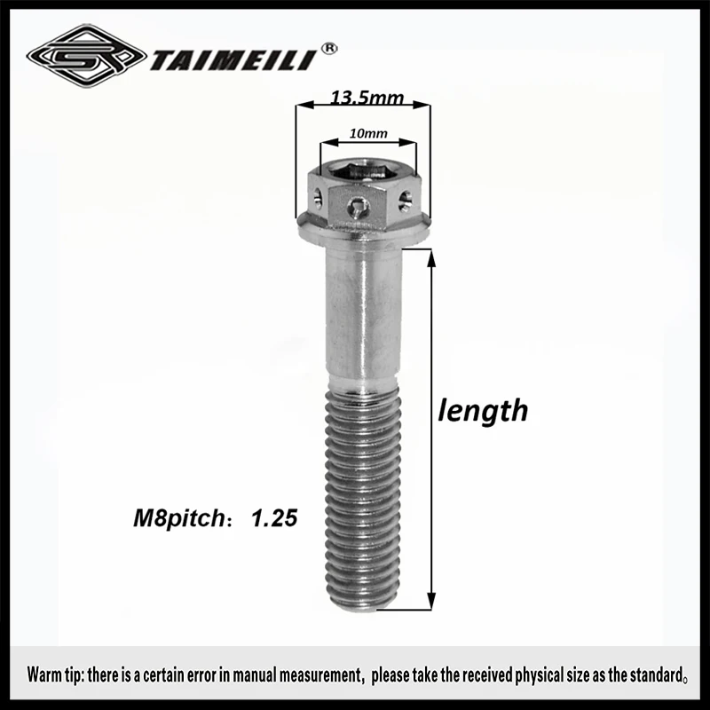 Titanium bolt GR5 flange head inside and outside hexagonal head M8x15mmM8x55mm motorcycle refitted bolt replacement scre repair