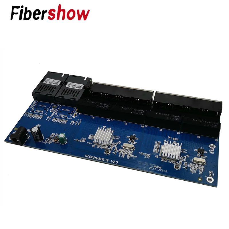 10/100/1000M Gigabit Ethernet switch Fiber Optical Media Converter PCBA 8 RJ45 UTP and 2 SC fiber Port Board PCB