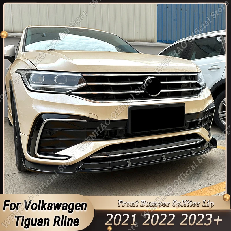 For Volkswagen Tiguan Rline 2021-2023+ Car Front Bumper Splitter Lip Lower Chin Spoiler Diffuser Guard Body Kits Tuning