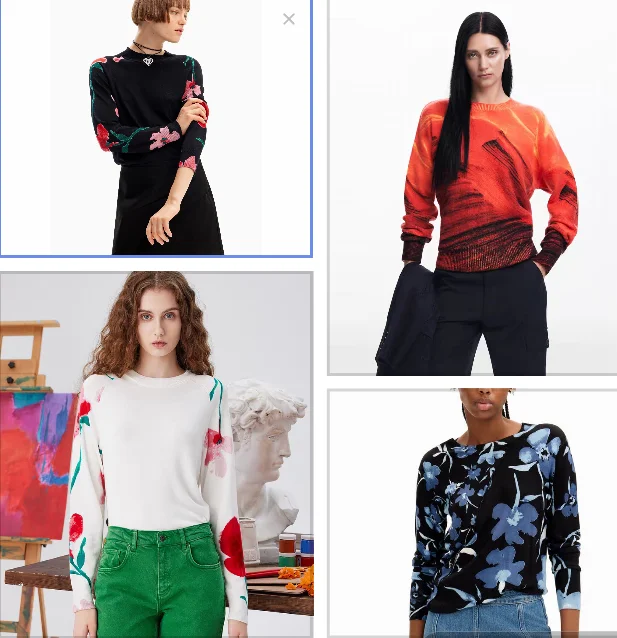 Foreign trade original single Spanish new crew-neck printed asymmetrical women's knitwear