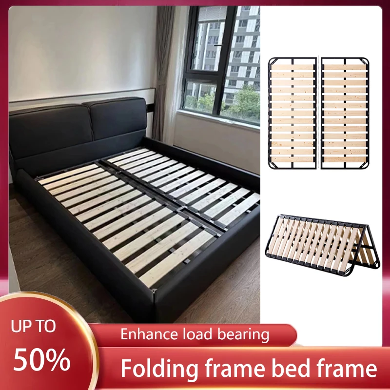 Row Frame Bed Frame Tatami Encrypted Moisture-Proof Silent Bed Board Solid Wood Dragon Frame Support Frame Steel Frame Foldable