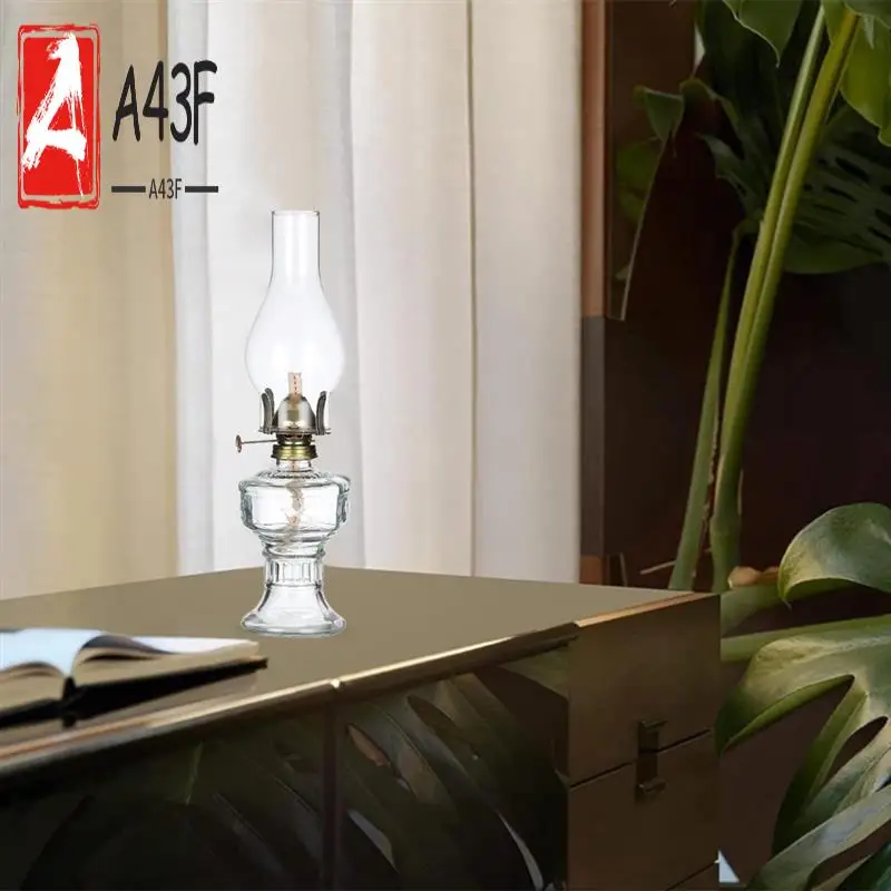 

A43F-Rustic Oil Lamp Vintage Glass Coal Lamp Oil Lamps For Indoor Use Home Decor Lighting Oil Lantern