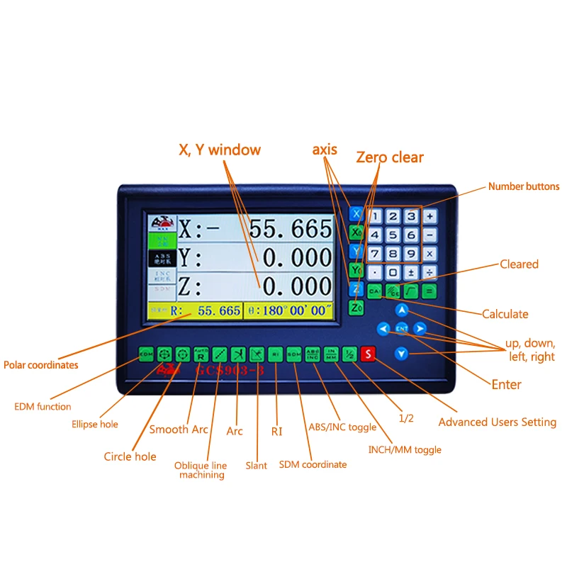 HXX GCS903 2 Axis LCD DRO High Precision Digital Readout Linear Electronic Grating Encoder Lathe Milling Machine TTL Incremental