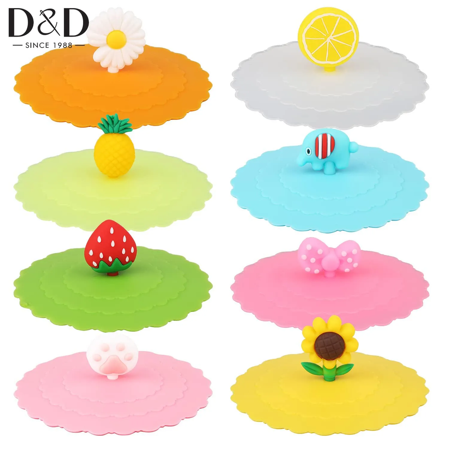 

1Pc 10cm Cartoon Cute Silicone Cup Cover Heat-resistant Leak Proof Sealed Lids Cap Reusable Coffee Lids Cap Cup