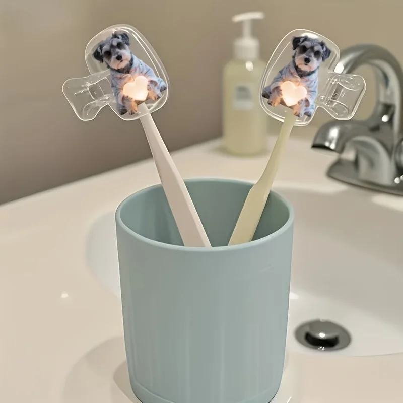 2pcs Cute Schnauzer Portable Dustproof Odorless Toothbrush Case with Ventilation Holes to Keep Brush Heads Clean and Dry Gifts