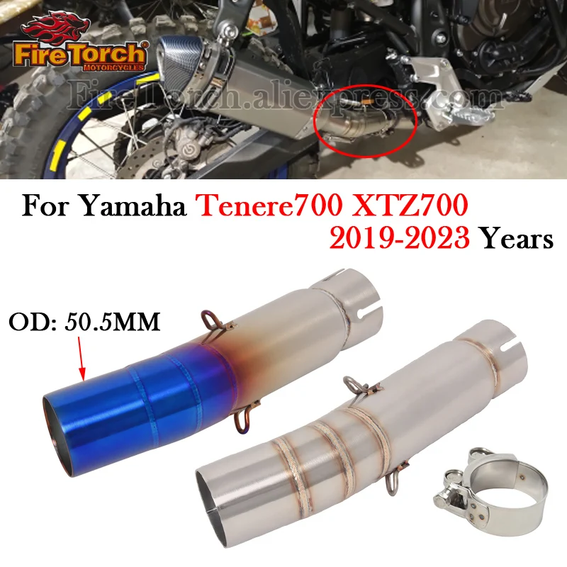 Slip On para Yamaha Tenere 700 XTZ700 2019 - 2023 tubo de enlace medio de Escape de motocicleta modificar silenciador medio conectar tubo de Escape de 51MM