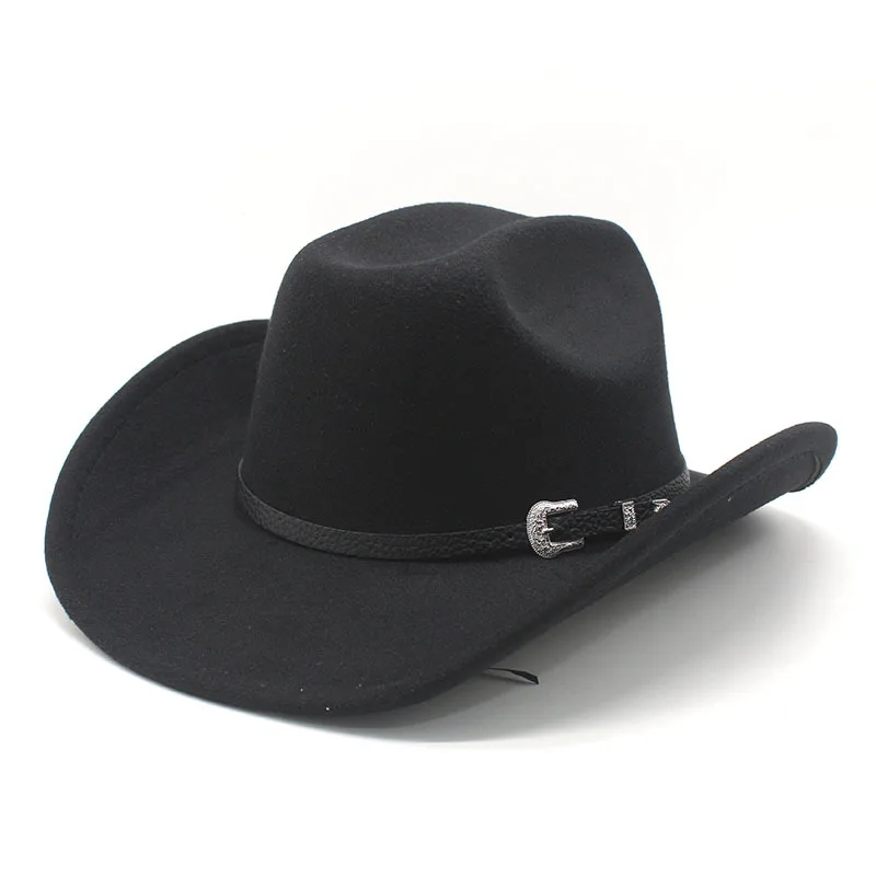 

Western Punk Wool Felt Cowboy Hat, Wide Rolled Brim Fedora for Equestrian Riding - Vintage Tweed Unisex Riding Cap​