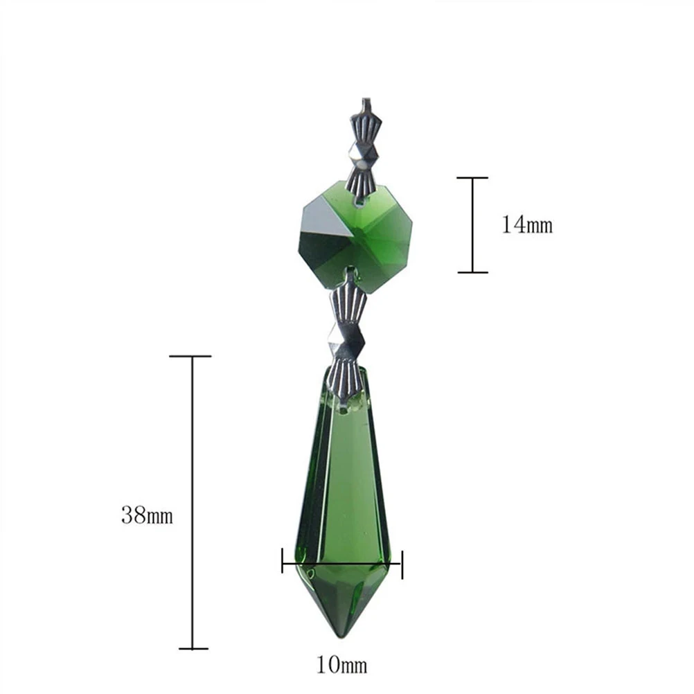 

12Pcs Crystal Pendant Green Colored Clear Lightweight Wedding Costume Home Garden Door Wall Hanging Decoration No Fading