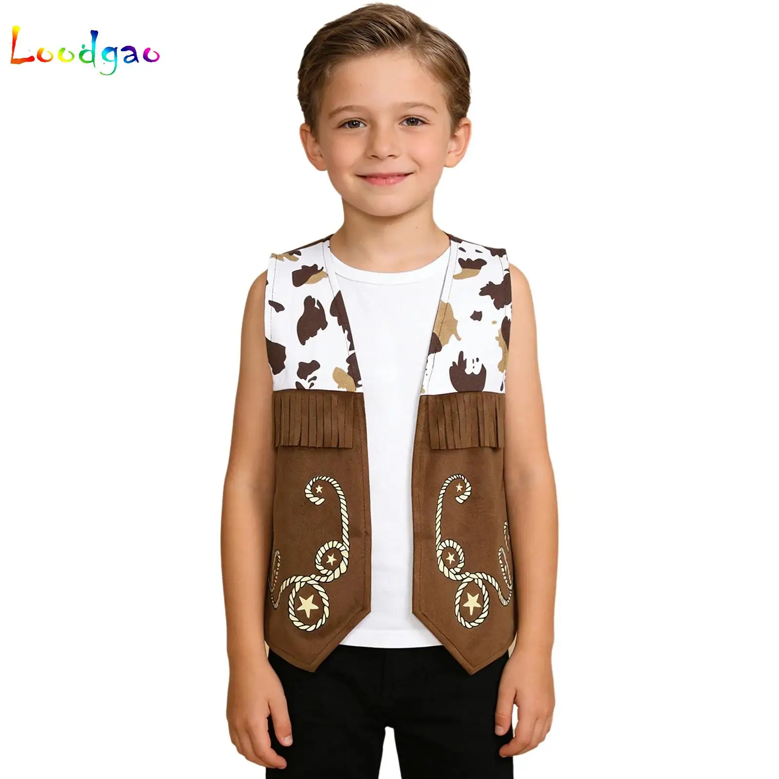 Cowboy Dress Up Outfits Baby Boys Clothes Boys Girls Fringed Waistcoat Western Costume For Purim Halloween Carnival Birthday