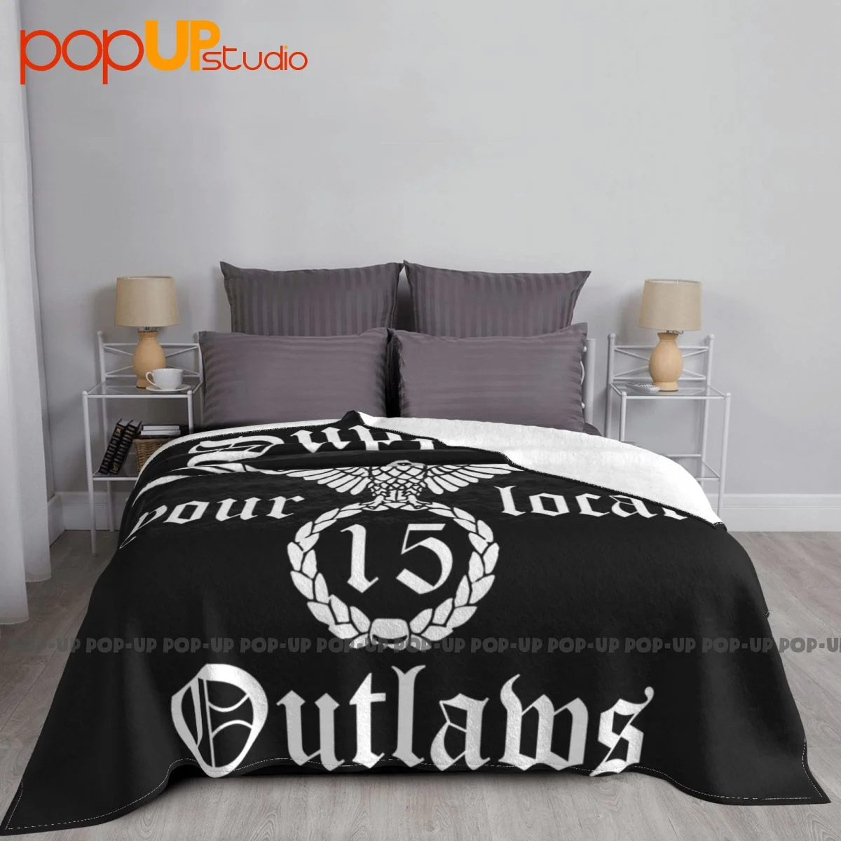 Support Your Local Outlaws Biker Motorcycle Mc Blanket Velvet Classic Nap Blanket Bedding Travel Machine Washable