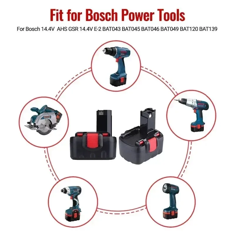 

Аккумулятор 9800 мАч для Bosch 14.4V, совместимый с Bosch D70745, 2607335273, BAT038, BAT140, BAT040, BAT041, BAT159, 2607335465, 26073356, для дрелей