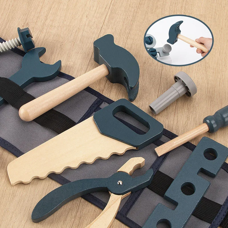 Enfants semblant jouer jouet outil jeu de rôle jouets éducatifs 3-6 ans garçons en bois Simulation enfants réparateur taille sac ensemble