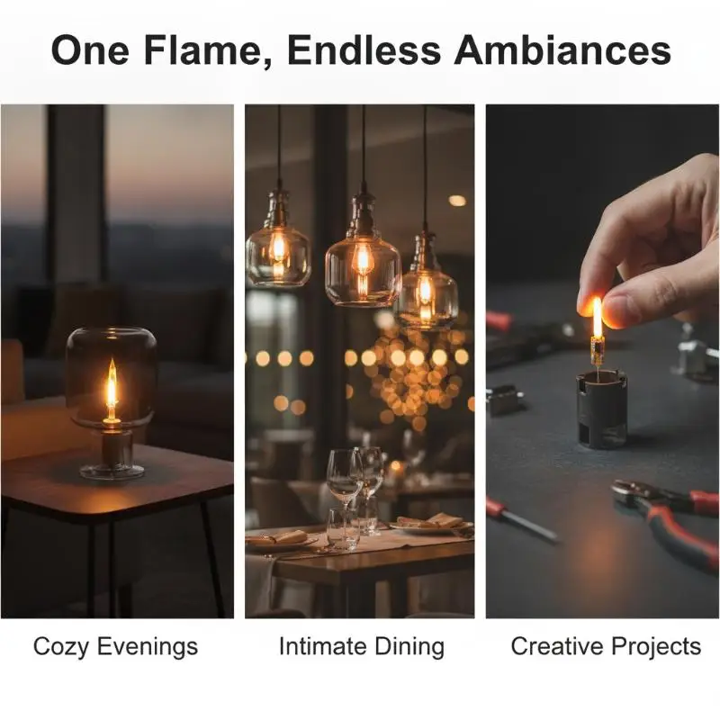 1/5/10Pcs LED Flickering Flame Edison Bulb Realistic Fire Effect Dimmable Decorative Candle Light for Home Party Wedding