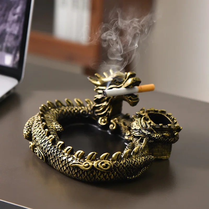 

New Chinese Panlong Ashtray Living Room Home Study Boss Office High-end Creative Decorations Home Desktop Decoration